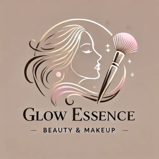 A modern and sleek beauty logo featuring the silhouette of a woman's face with flowing hair, combined with a makeup brush.